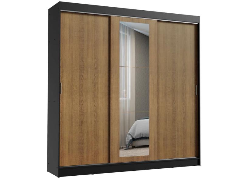 Guarda-Roupa Casal 3 Portas 3 Gavetas com Espelho Kansas Madesa