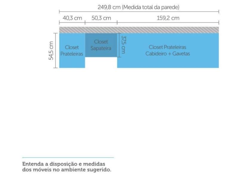 Guarda-Roupa Closet 3 Gavetas Luciane Móveis
