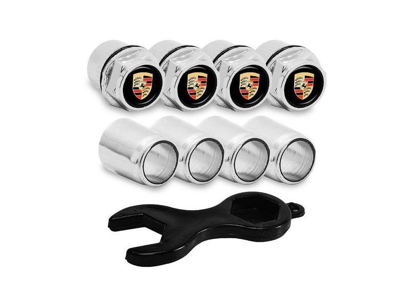 Capa Bico de Válvula Cromado Pneu Porsche - DCAPS