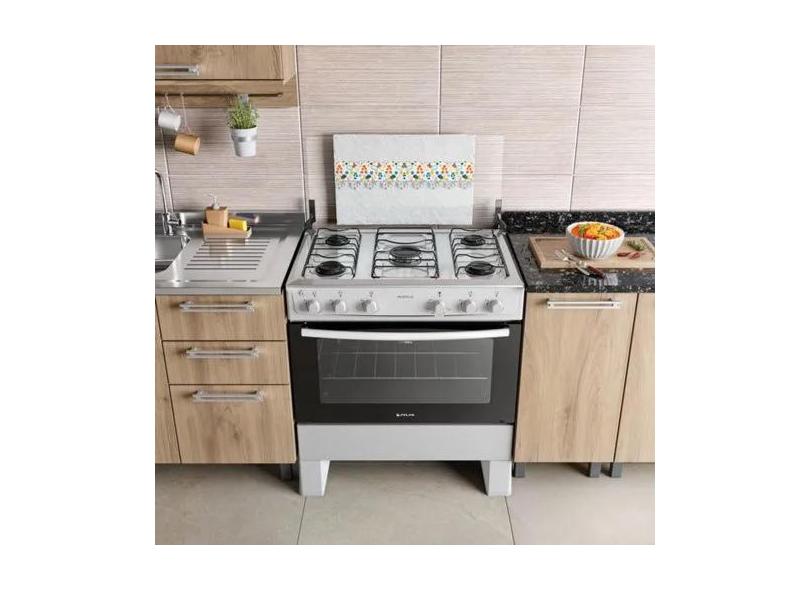 Fogão 5 Bocas com Mesa Inox acendimento automático Milão Plus Atlas, B