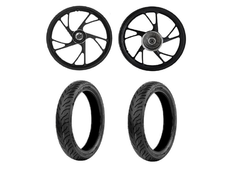 Kit Roda Titan Fan Start 160 2016 A 2024 Liga Leve Pé De Galinha Shiver + 2 pneu vipal ST600 80/100-18 90/90-18