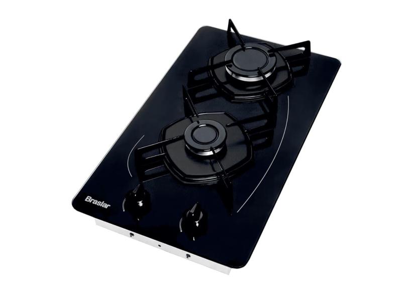 Cooktop à Gás Braslar Pop 2 Bocas Mesa Vidro Super-Automático-Preto  