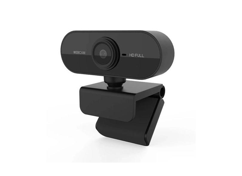 Webcam Preta Full Hd 1080P Usb Gira 360º Com Microfone - Jodda