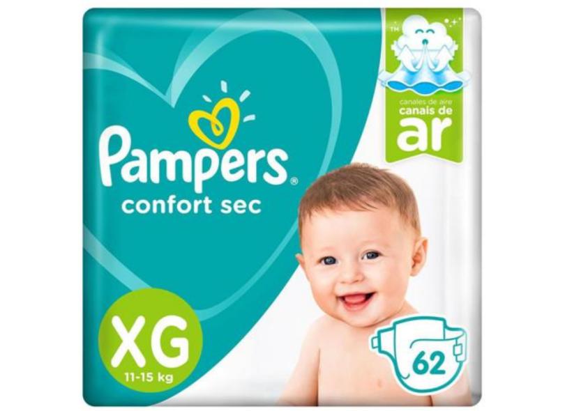 Fralda Pampers Confort Sec Tamanho XG 62 Unidades Peso Indicado 11 - 15kg