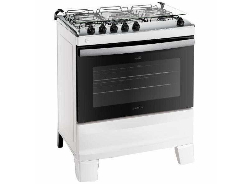 Fogão Atlas Agile UP 5 bocas automático mesa de inox Branco Bivolt
