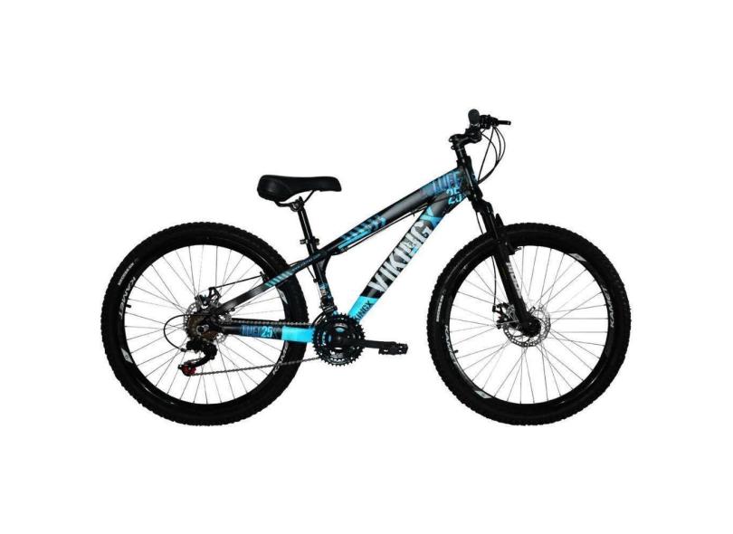 Bicicleta Vikingx Tuff25/30 Freeride Aro 26 21v Cambios Importados Preto Azul Viking X