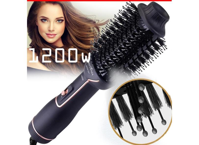 Escova Secadora Modeladora 1200w Soft BES23P Íon Tourmaline Preta Cerâmica 110v Seca Modela Alisa
