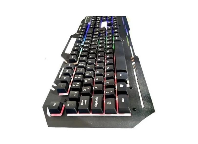 Teclado Gamer para Jogos Semi Mecânico com Leds Coloridos RGB BS 1202 Teclado para Computador Gamer