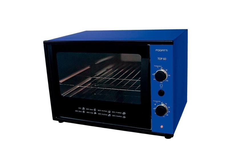 Forno Elétrico Top Blue 60 Litros Timer Dourador 1750w Fogatti Azul 220v