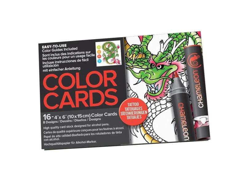 Cartões de Colorir Chameleon 10 x15 cm com 16 Folhas Tatoo CCO104