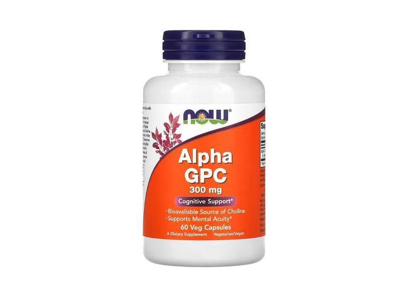 Alpha Gpc, Suporte Cognitivo, 300Mg, 60 Cápsulas, Now