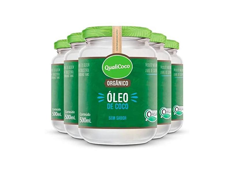Kit 5 Óleo de coco sem sabor Qualicoco 500 ml orgânico