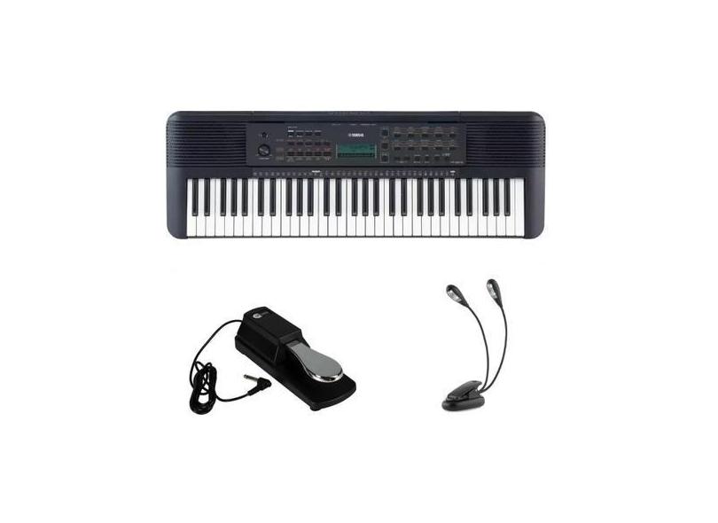 Kit Teclado Yamaha Psre273 Portátil Com Luminária E Pedal