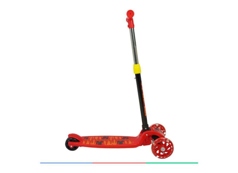 Patinete Infantil 3 Rodas Dobrável e Ajustável Roda com Led Ajuste de Altura Freio Roda Traseira Vermelho