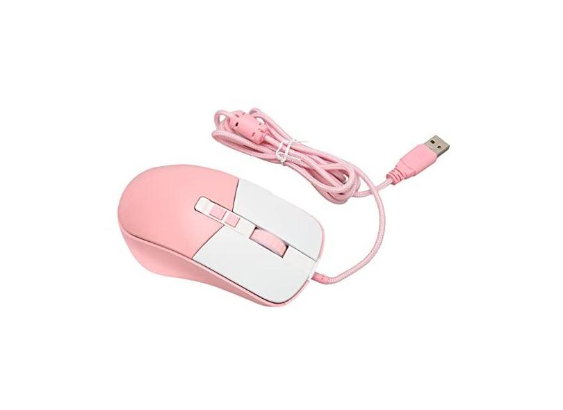 Mouse para Jogos, Mouse Com Fio Com Sensor óptico 6 DPI para Casa para Escritório (rosa branco)