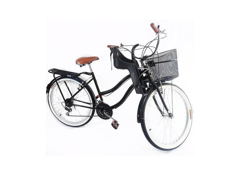 Bicicleta aro 26 retrô com cadeirinha dianteira 18v c/ cesta - Maria C