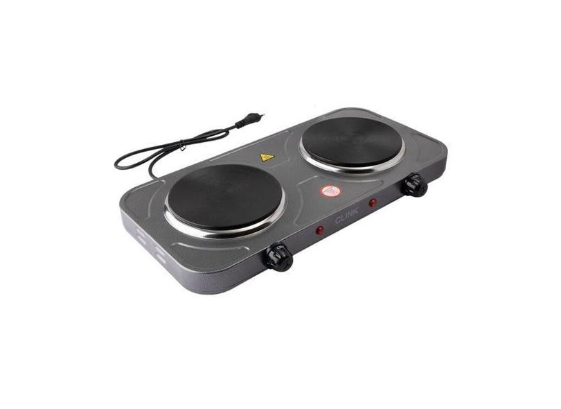 Fogão elétrico de mesa 2 Bocas 2.000 watts 127V Cinza - Clink, 110V