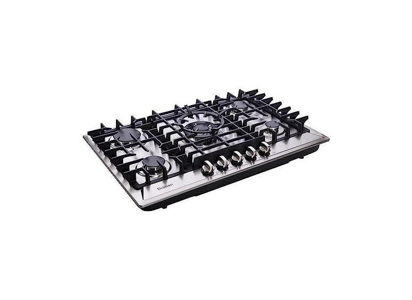 Fogão a gás de 76 cm embutido 5 queimadores fogão a gás de aço inoxidável LPG/NG conversível duplo fogão a gás DT5703