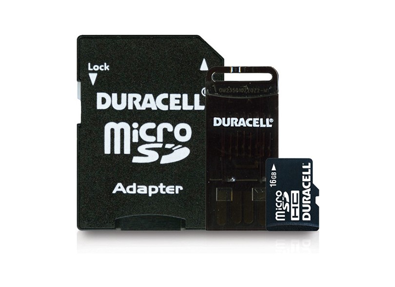 Cartão de Memória Micro SDHC com Adaptador Duracell 16 GB DU-C1016G