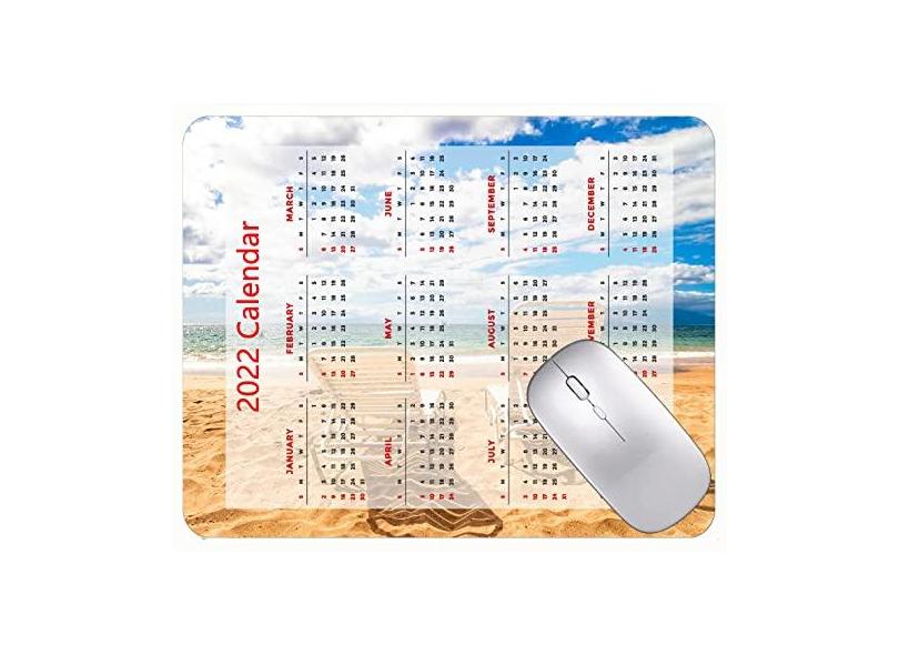 Mouse pad calendário 2022, fonte HD, mouse pad para jogos, cadeiras de praia, nuvens do mar, base de borracha antiderrapante