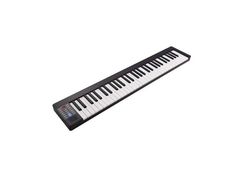 Daconovo Piano eletrônico dobrável de 61 teclas Órgão eletrônico multifuncional Piano digital dobrável Teclado de piano sensível de 61 teclas com display LCD Bateria recarregável embutida Conectividad