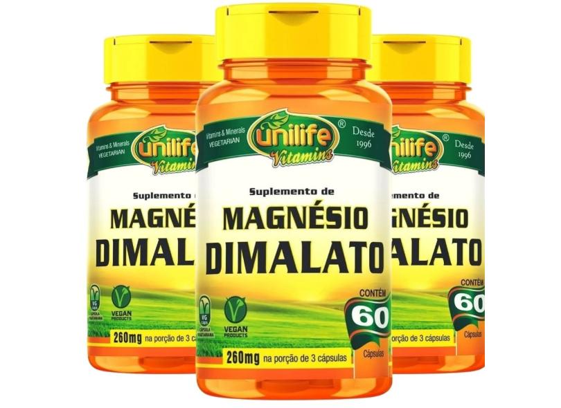 Kit Magnesio Dimalato 800mg 60 Caps 3 Frascos Unilife Com O Melhor ...