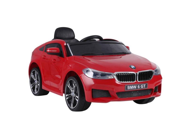 Mini Carro Elétrico Infantil Criança BMW 6 GT 12V 3 Anos A 30Kg Luz Música MP3 Controle Vermelho Belfix