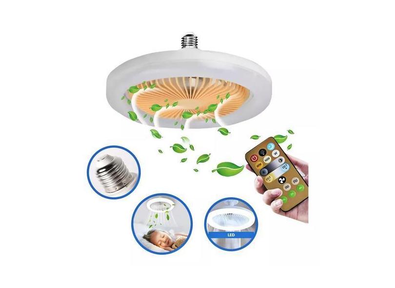 Ventilador de Teto  com Luz Led Portatil Silencioso com Controle Quart