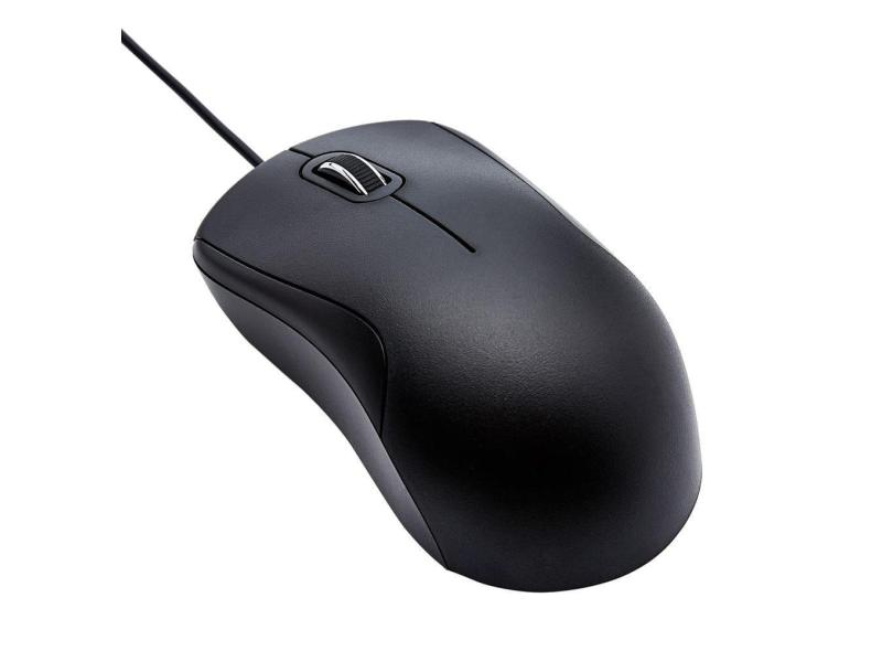 Mouse Amazon Basics com fio USB de 3 botões 1000 DPI - preto