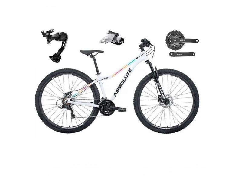 Bicicleta Aro 29 Absolute Mia 3 Feminina Câmbio Shimano Alívio E Altus 27v Freio Hidráulico Garfo Trava -branco Tam.16.6