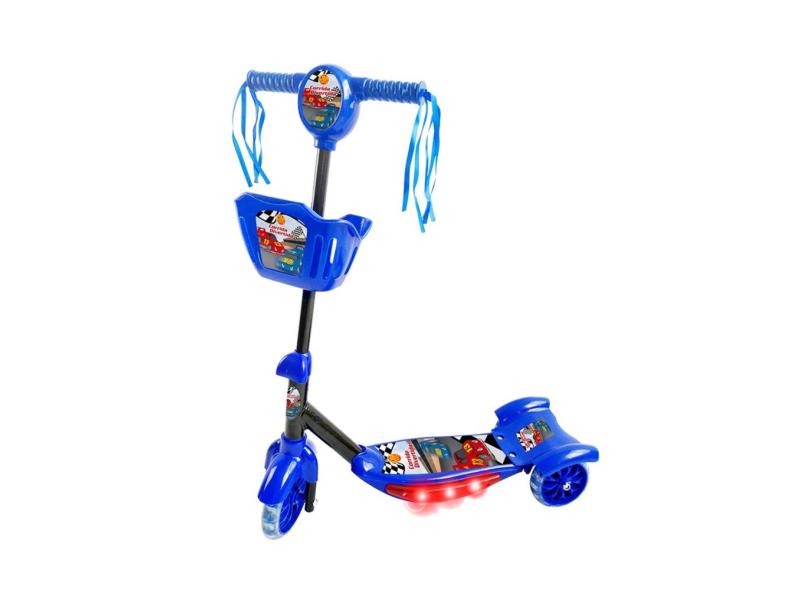 Patinete Infantil Azul Com Cesta Corrida Musical c/ Luz 35kg