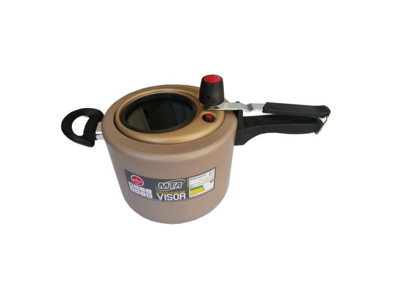Panela De Pressão 4,5L Com Visor Extra Grande Dourada Mta