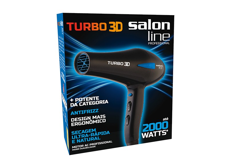 Secador de Cabelo com Ar Frio 1800 Watts - Salon Line Turbo 3D