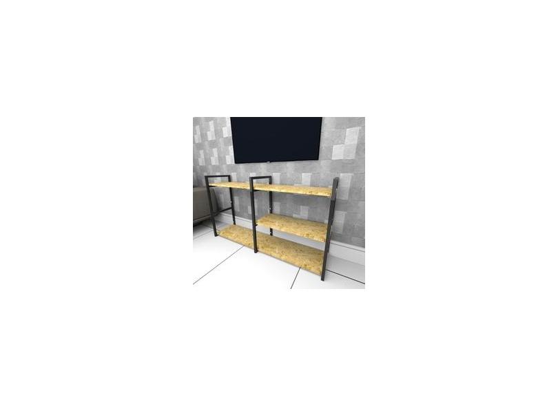 Rack estilo industrial aço cor prateleiras 30cm cor OSB modelo ...