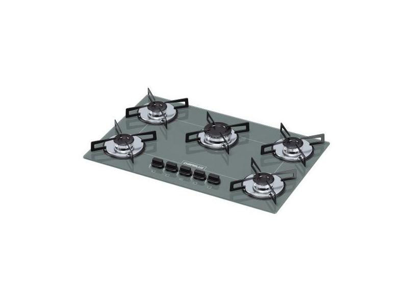 Fogão Cooktop Chamalux 5 Bocas Ultra Chama Prata 110v/220v Trempe de C