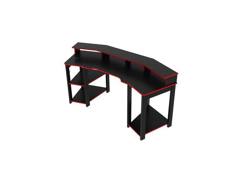 Mesa Gamer Para 2 Monitores 186,6X89,5X70 Cm Preto/Vermelho - Tecnomob