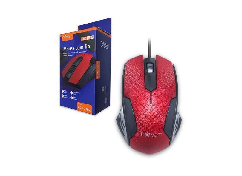 Mouse Óptico com Fio USB 1.2 Metros Inova - MOU-20057