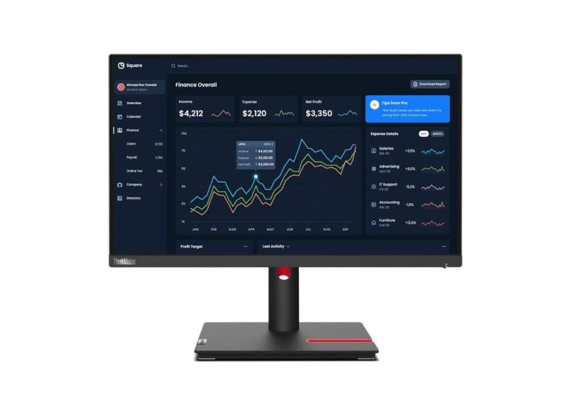 Monitor Lenovo T22I-30 21,5`` LED Full Hd IPS HDMI Display Port HUB USB VESA Ajuste de Altura PIVOT 99 Srgb
