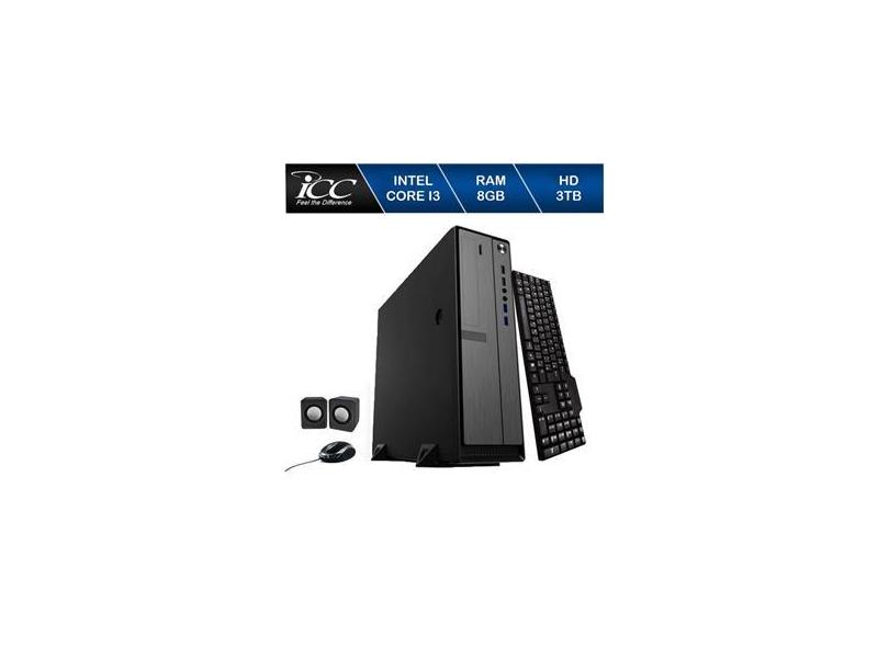 Mini Computador ICC SL2384K Intel Core I3 3.10 ghz 8GB HD 3TB Kit Multimídia HDMI FULLHD