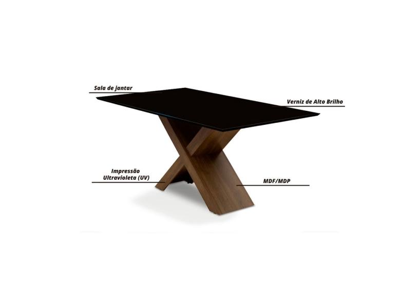 Conjunto Mesa de Jantar Preto Dubai 1,35m mdf com 4 Cadeiras Castanho /  Cacau em Promoção na Americanas