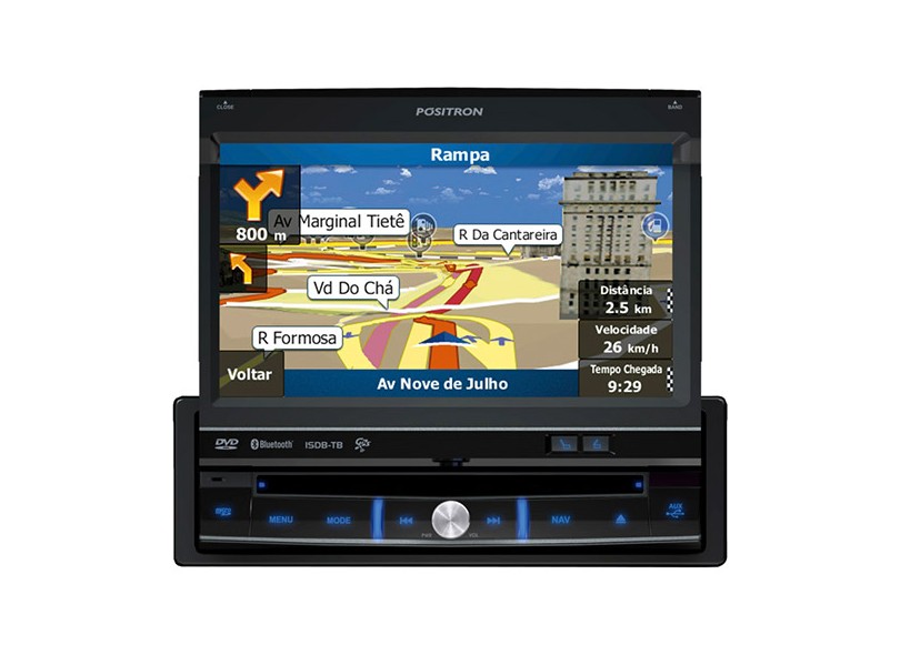 DVD Player Automotivo Pósitron Tela TouchScreen 7 " USB Bluetooth TV Digital SP6900 AV