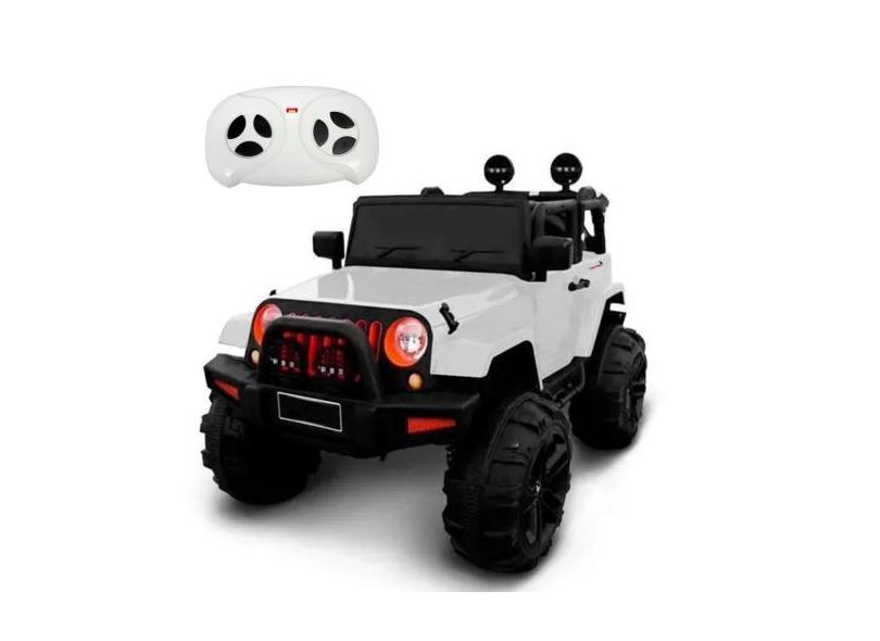 Mini Carro Elétrico Jipe 12V Infantil Branco R/C - Importway