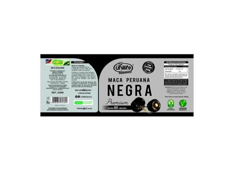 Maca Peruana Negra Premium - 60 Cápsulas - Unilife