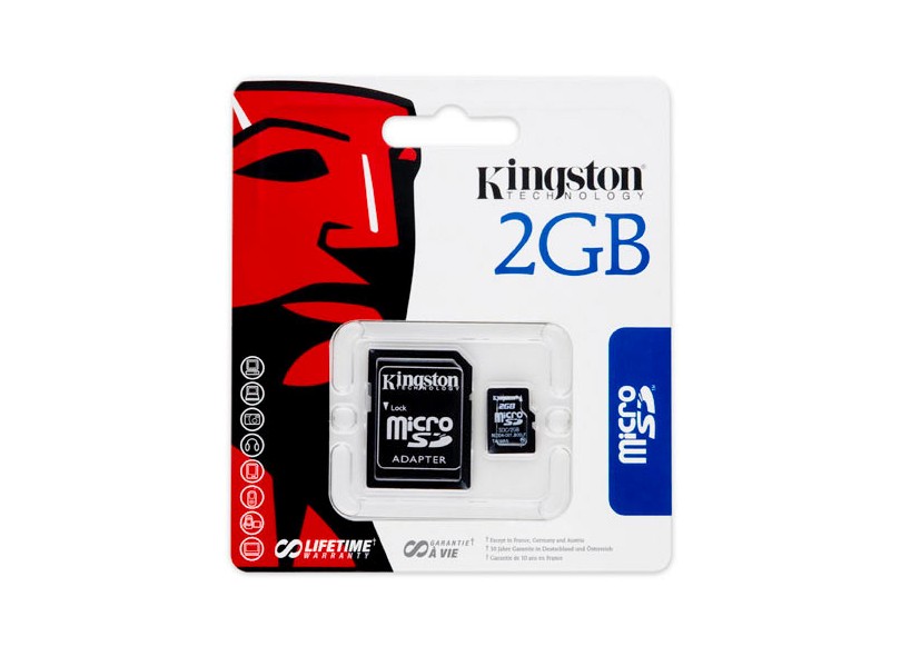 Cartão de Memória Micro SD com Adaptador Kingston 2 GB