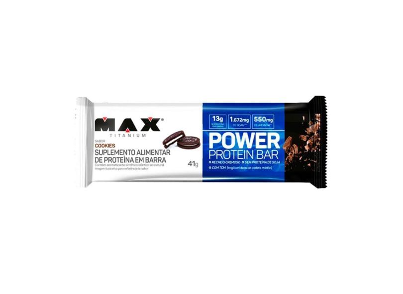 Barra de Proteína Max Titanium Power Protein Bar Sabor Cookies 41g