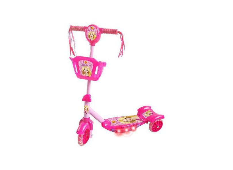 Patinete Infantil Belinda 3 Rodas Com Cesta Led E Som Rosa. - Dm Radic