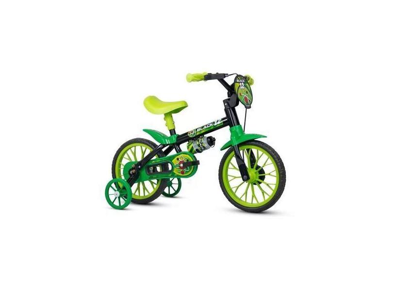 Bicicleta Aro 12 Black Nathor A Partir De 3 Anos Com Rodinhas