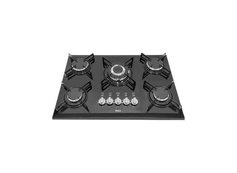 Cooktop Philco Com Tripla Chama 5 Bocas - Acend. Automático, Preto, 11
