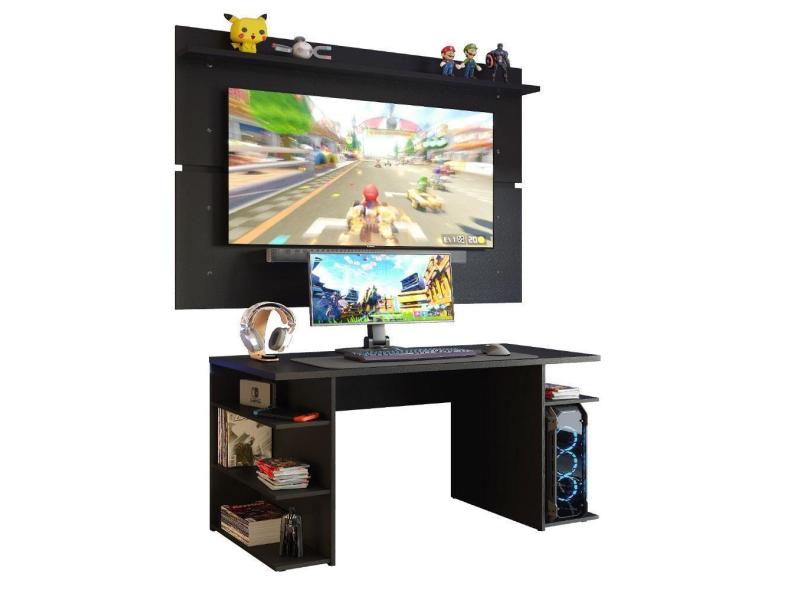 Mesa Gamer Madesa 9409 e Painel para TV até 65 Polegadas - Preto