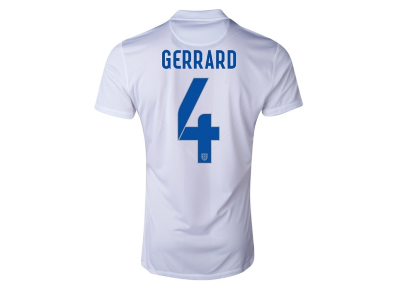 Camisa Jogo Inglaterra I 2014 Gerrard número 4 Nike
